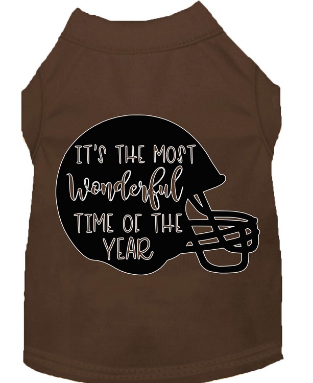 Most Wonderful Time of the Year (Football) Screen Print Dog Shirt Brown XXXL